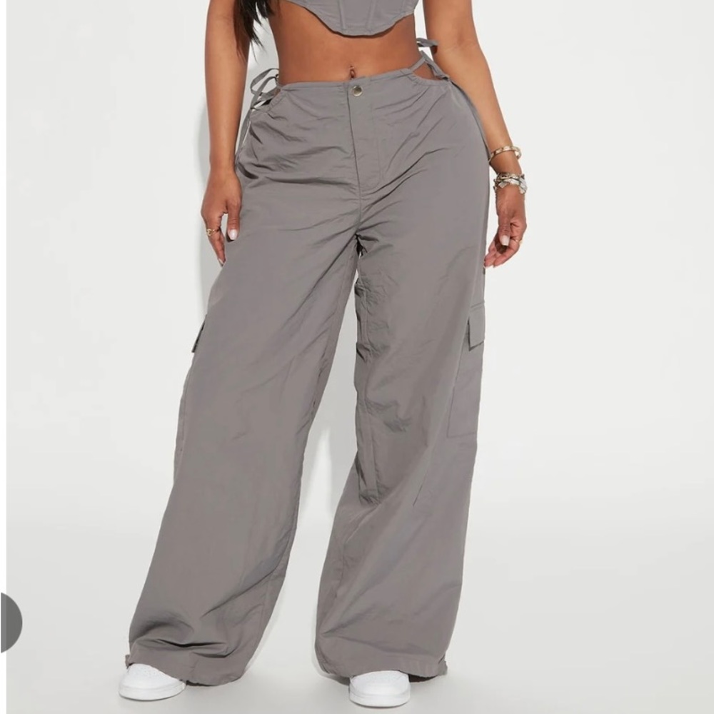 Grey parachute pants
